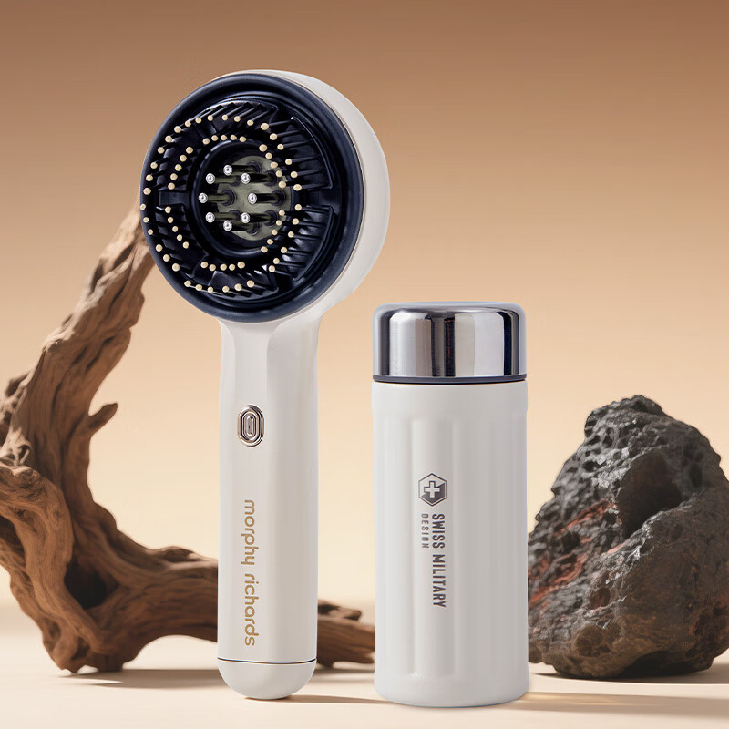 摩飞(MORPHYRICHARDS)头皮智能按摩梳 头部按摩仪器纯钛保温杯 知心礼套组MR3128&TB1120-9