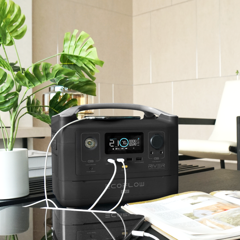 EcoFlow户外移动电源应急露营车载220v便携大功率RIVER 600+ 60W太阳能板