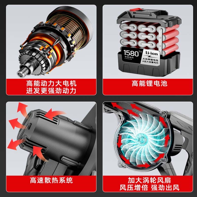 阿斯卡利ascari充电式吹风机锂电鼓风机大功率工业家用车载吹灰除尘