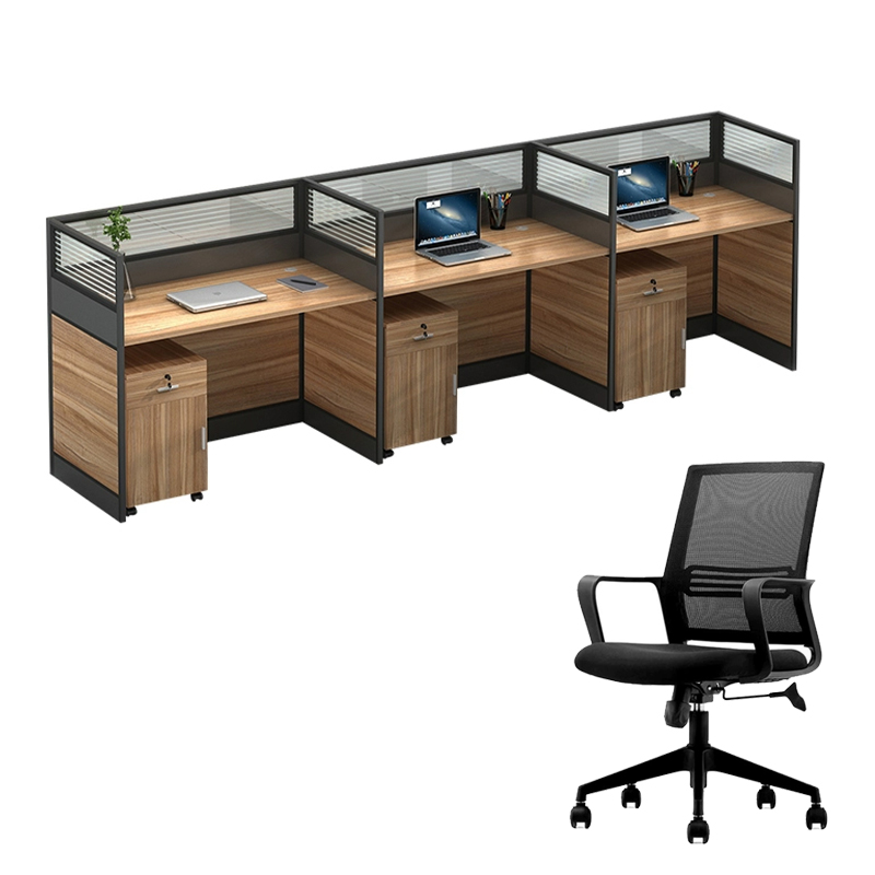 中豫鑫泽 ZYXZ5031829 屏风办公桌职员工位卡座 直排三人位含柜椅