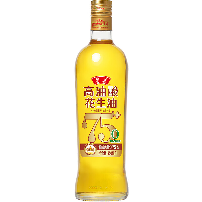 鲁花 食用油 5S 物理压榨 高油酸花生油750ml高清大图