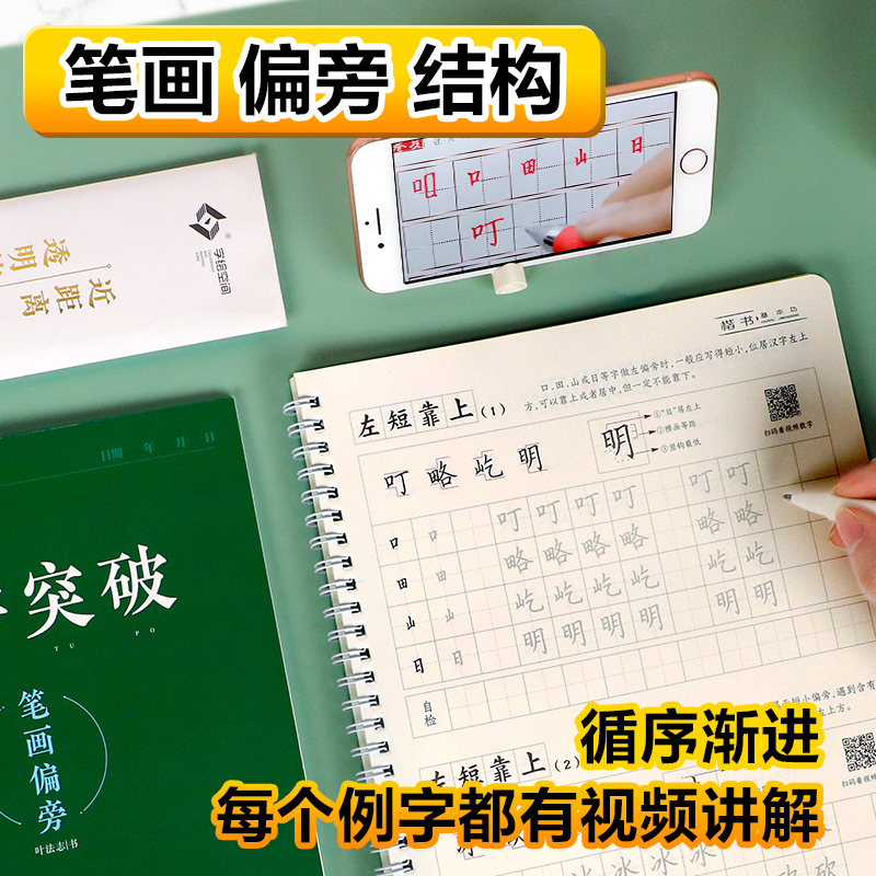 [入门版][趣味控笔+单字突破]共3本 [正版]志飞习字高效练字帖49法硬笔楷书初学者入门临摹速成教程套装控笔训练基础大高清大图