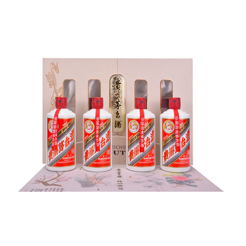 贵州茅台酒飞天茅台梅兰竹菊白色53度500ml*4瓶套装酱香型收藏白酒