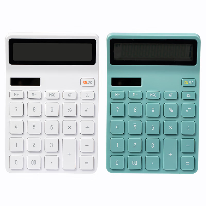 KACO乐迈财务办公计算器12位大屏幕双电源桌面计算机器办公用品(天青色K1412)高清大图