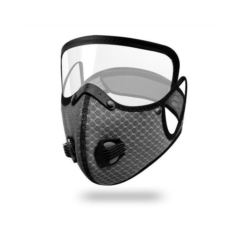 灰色男女通用防风防尘骑行面罩可拆卸高清护目镜防雾霾活性炭滤芯面具