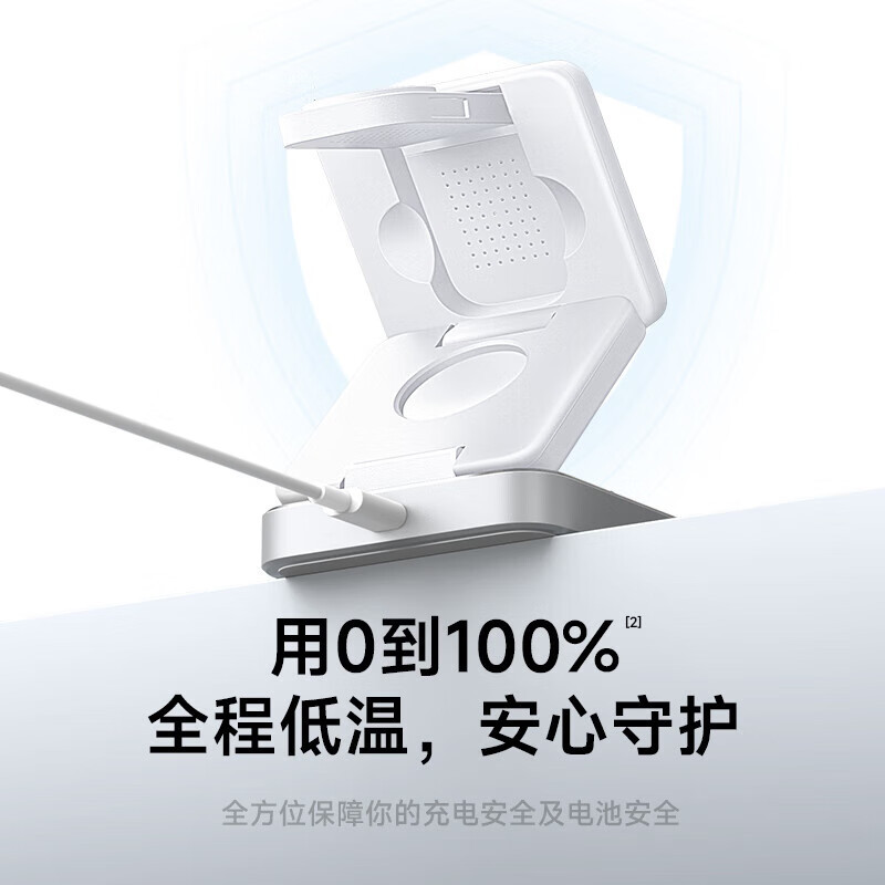 W&P CW90 折叠磁吸三合一无线充电器 (个) 白色高清大图