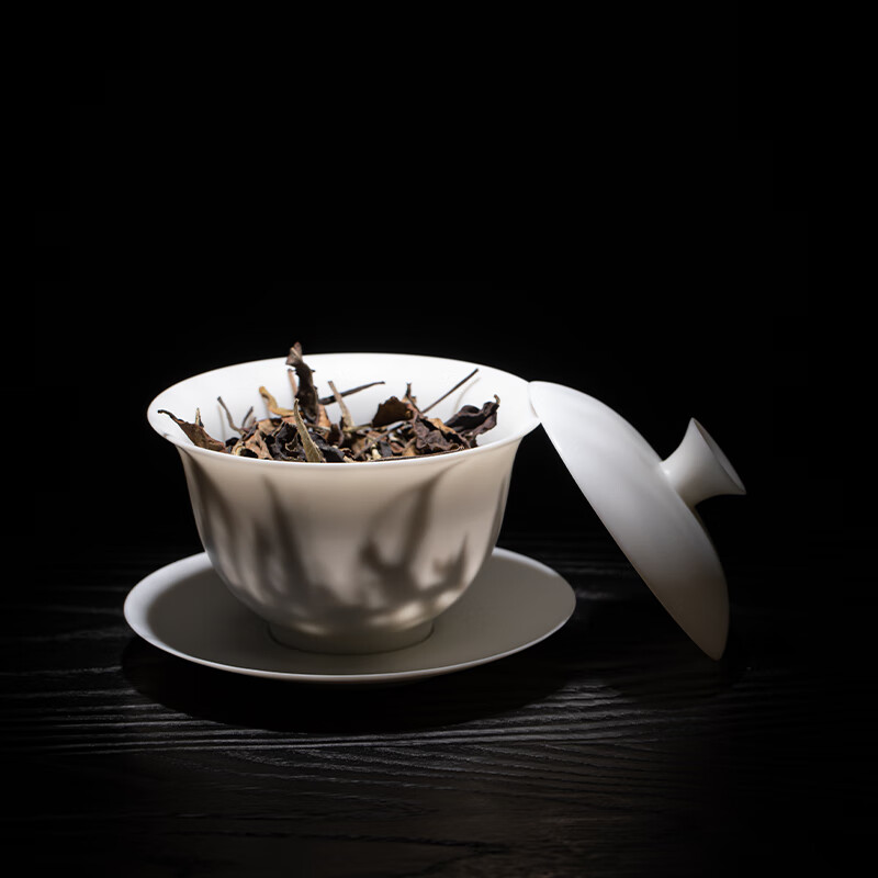 苏氏陶瓷/SUSHI CERAMICS JA09 冰种玉瓷超薄胎“清欢”三才盖碗150ml茶具泡茶碗礼盒装高清大图