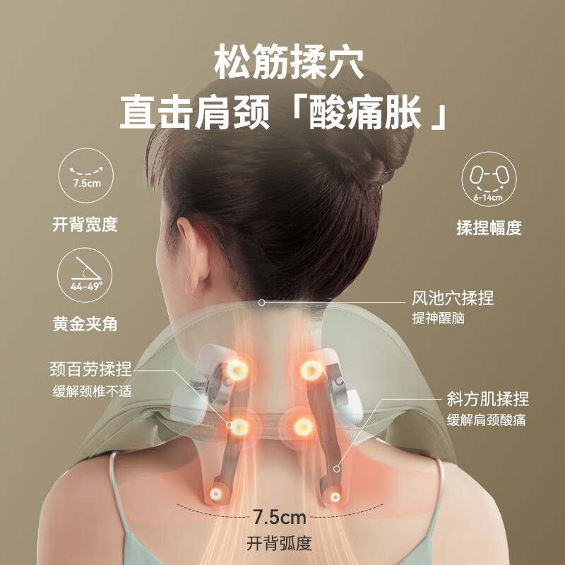 锐珀尔颈椎按摩器按摩披肩枕头肩颈按摩器斜方肌腿腰颈部办公用生日礼物送父母 R7-3D揉捏披肩