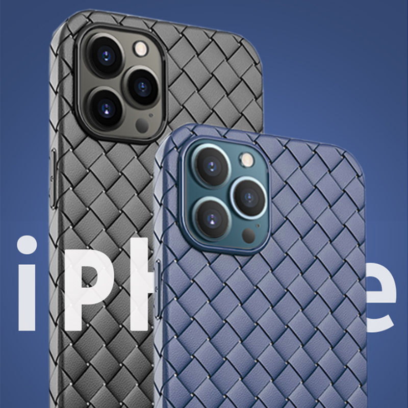 可波[壳+膜]苹果iPhone11/12promax手机壳12pro硅胶软边全包mini保护套全包i11防摔编织纹轻薄高清大图