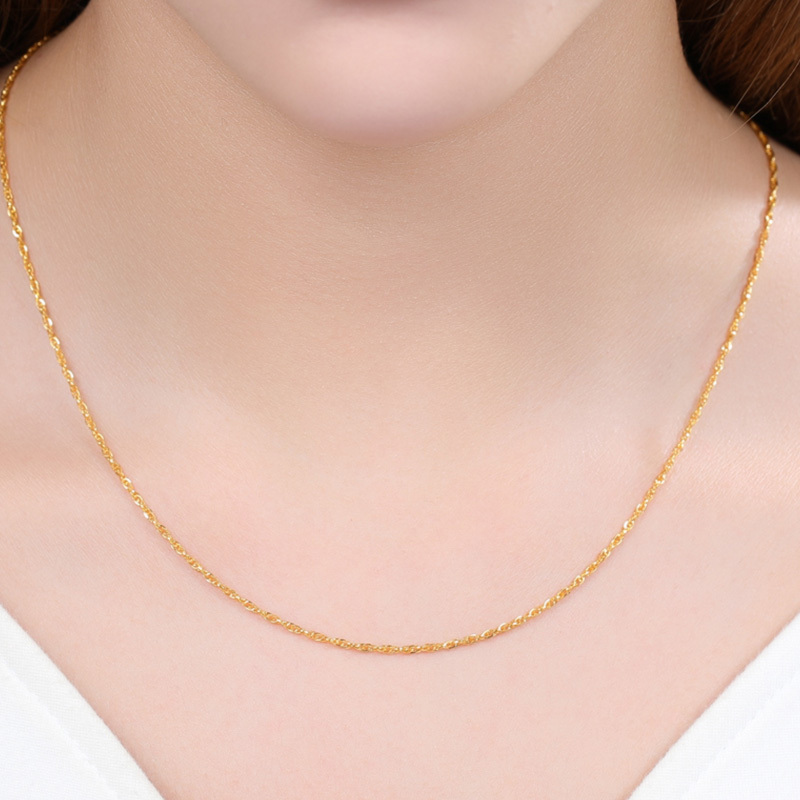 gzuan古钻珠宝 黄金足金 生生相依 绞丝链 黄金项链 黄金素链 百搭