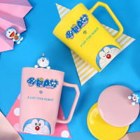 哆啦a梦少女心陶瓷带盖勺可爱卡通家用马克杯杯子水杯咖啡杯