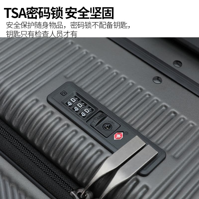 罗恩Ronoen多功能杯架侧开盖铝框登机箱20寸行李箱大容量旅行箱24寸高颜值男女学生密码箱可充电皮箱子商务拉杆箱硬图片