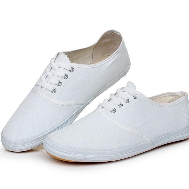 白色绣花34白网鞋白球鞋学校体操表演专用舞蹈鞋系带小白鞋休闲男女款