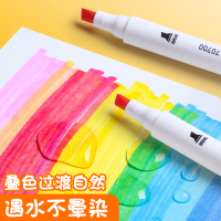 得力deli马克笔套装圆杆小学生初学者双头绘画笔48色12色24色36色美术生专用画画笔儿童动漫色水彩笔学习用品文具