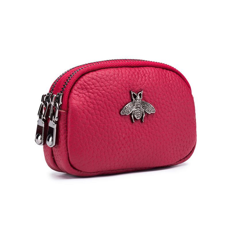 头层牛皮小零钱包可爱女硬币包双拉链新款真皮迷你零钱袋小手包