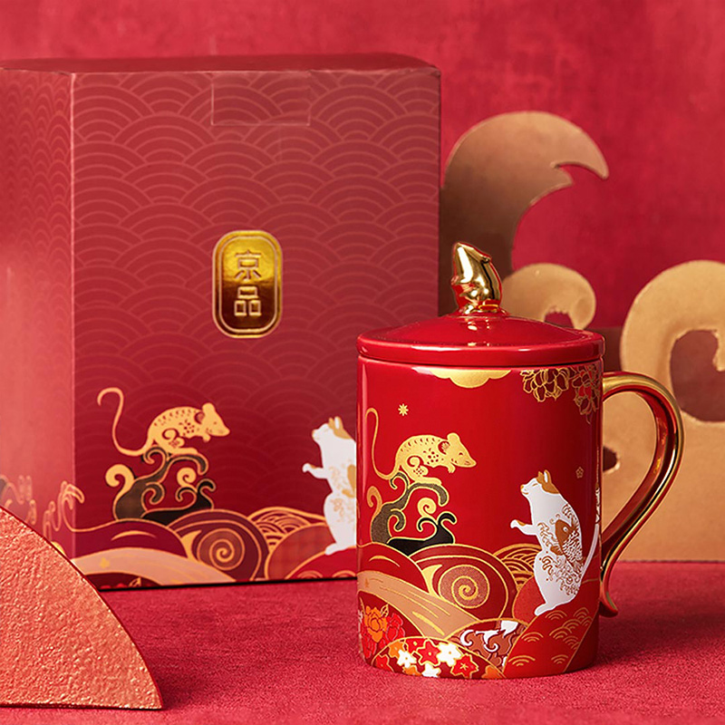 共禾京品 福猫鼠钱马克杯400ml(红色)高清大图