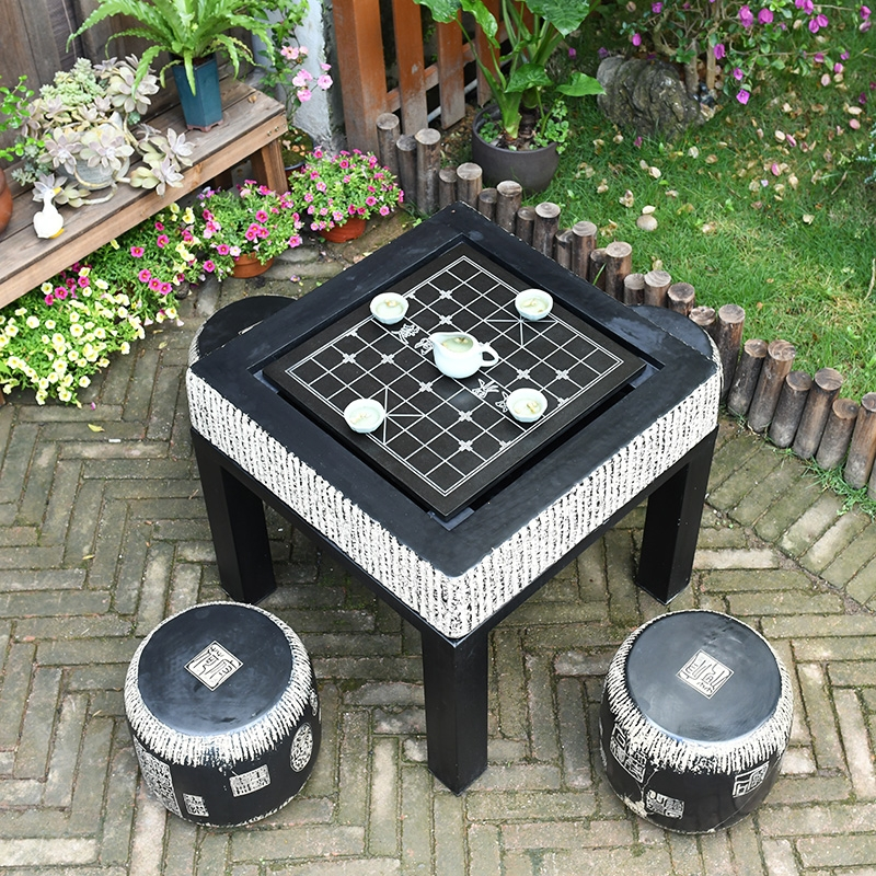 象棋围棋双面二合一两用棋台公园户外室外闪电客五子棋盘桌子椅组合