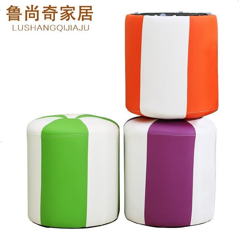 小凳子家用客厅沙发凳现代简约圆皮凳创意时尚矮板凳实木换鞋凳 黑色高度28CM图片