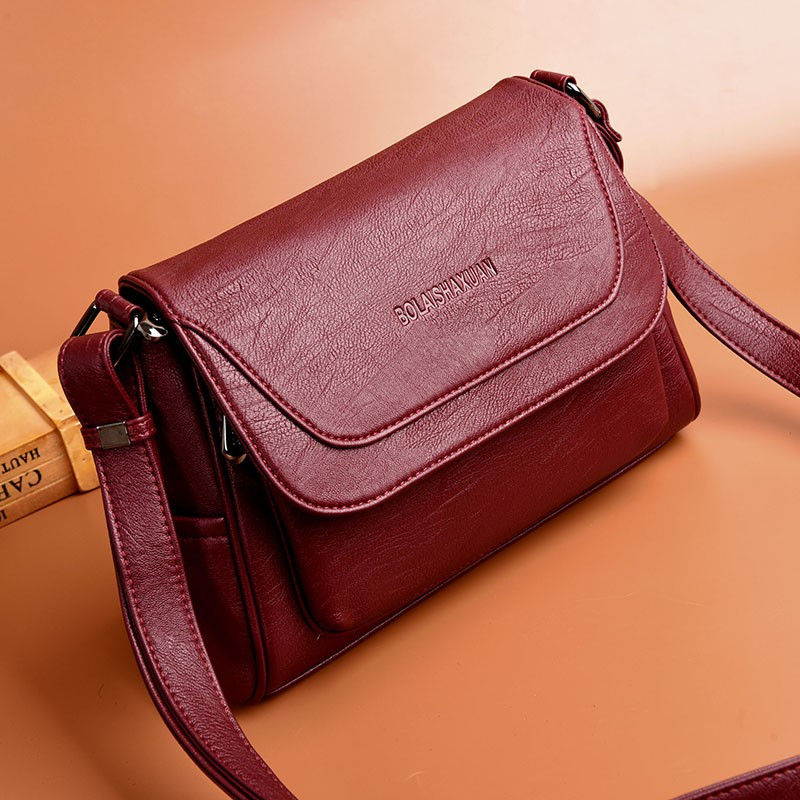 真皮质感女包妈妈包新款潮包百搭时尚中老年女士单肩斜跨手提包包