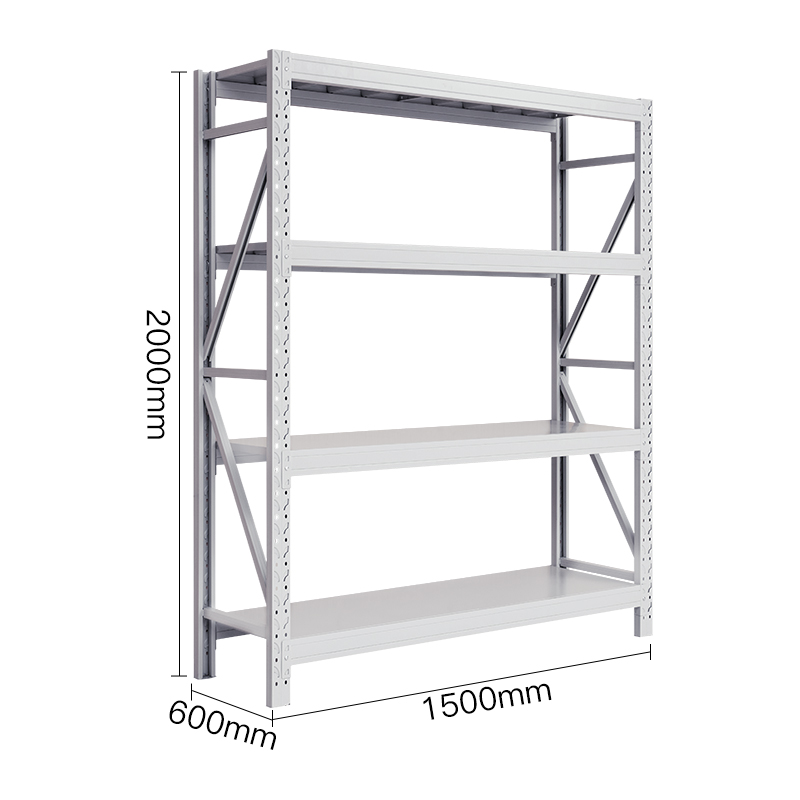 尔迈 仓储货架置物架货物展示架超市仓库钢制金属重型货架 200*150*60cm 500kg/层 灰白色高清大图