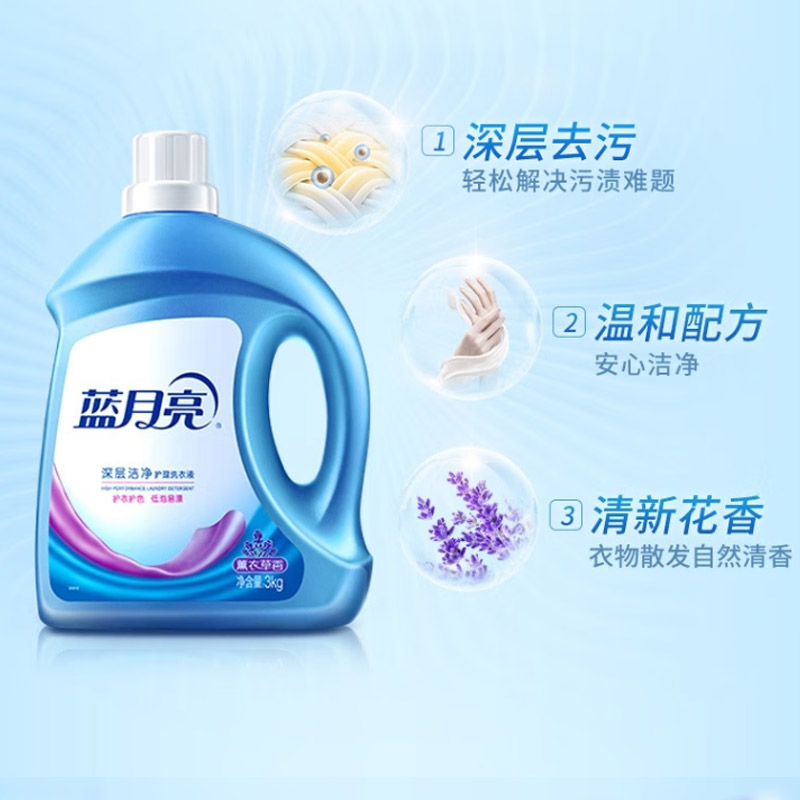 蓝月亮 洗衣液4斤套装:深层洁净薰衣草1kg/瓶+1kg袋装高清大图