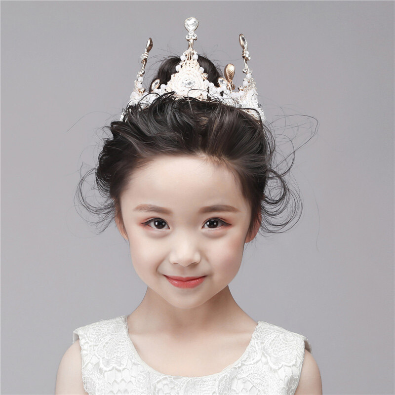 迪鲁奥diluao儿童皇冠头饰公主女童王冠水晶箍小孩生日蛋糕黑色圆冠