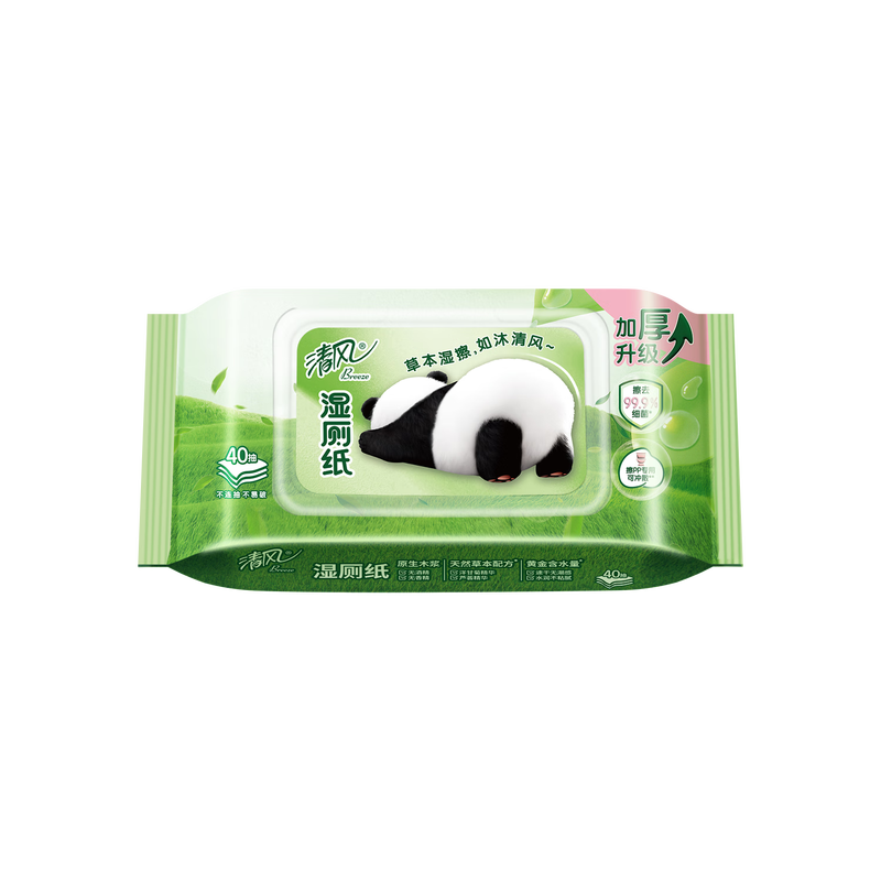 清风 草本1层湿厕纸 40片6包一箱