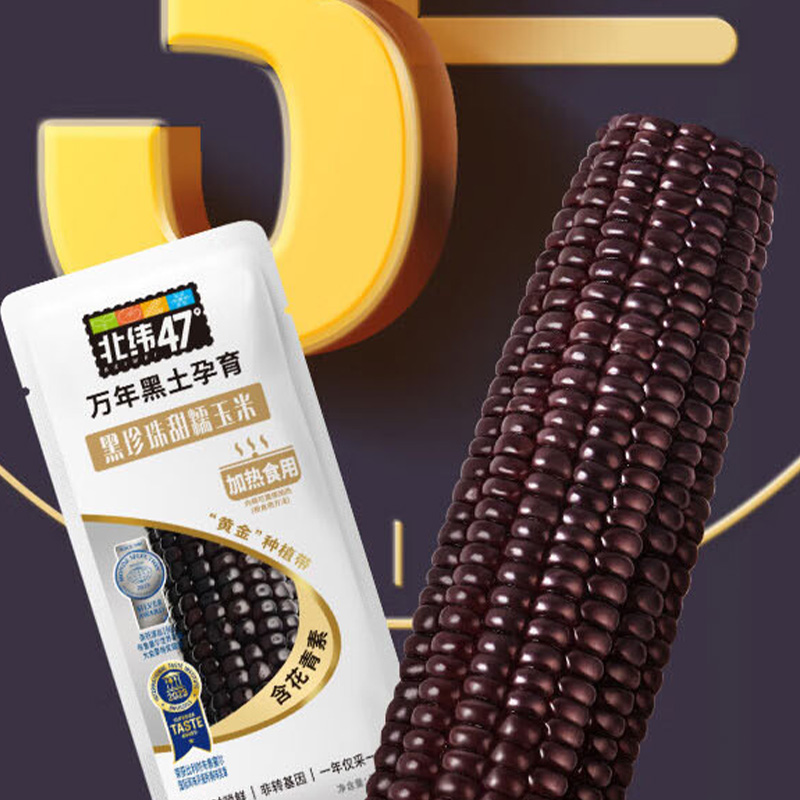 北纬47°玉米糯香粗粮地道原味新鲜食用食材黑珍珠甜糯鲜玉米200g*10个(包装随机)高清大图