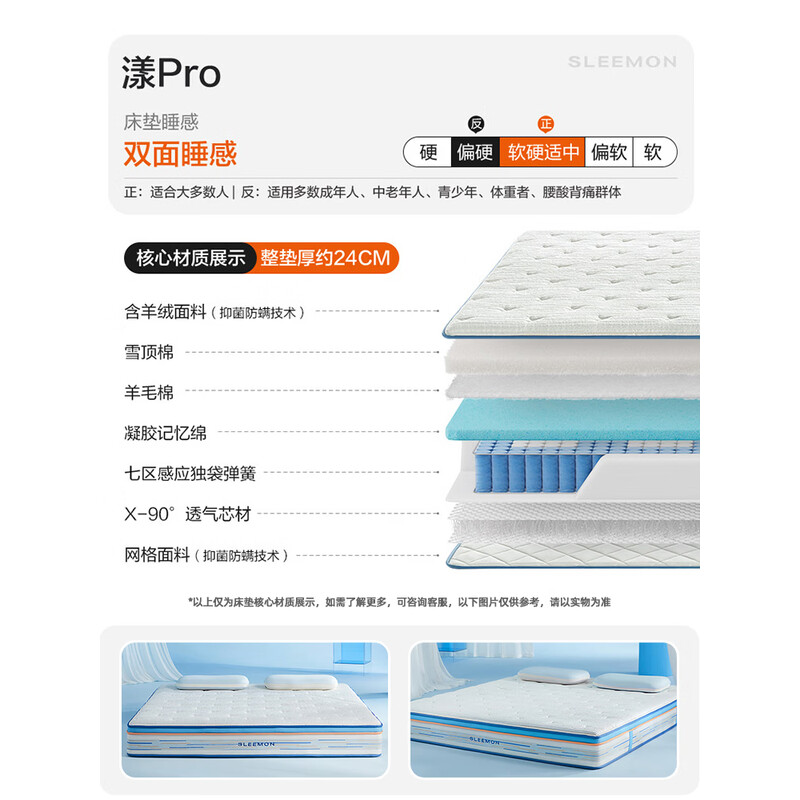 喜临门漾pros舒脊透气家用席梦思四叶草独袋弹簧0胶床垫 【睡感可调节/整垫0胶水】厚26.5cm 漾pros【睡感可调节/整垫0胶水】厚26.5cm 180*200cm