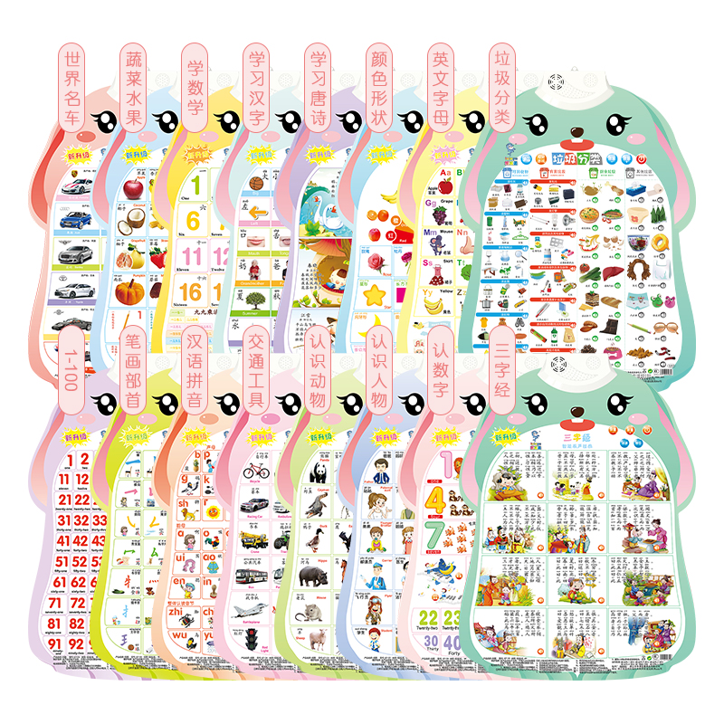 乐乐鱼宝宝有声早教挂图颜色形状幼儿童发声识字学习神器益智玩具墙贴高清大图