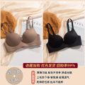 内衣女小胸聚拢显大防下垂上托收副乳一片式性感无钢圈文胸罩 34/75AB 咖啡色+黑色