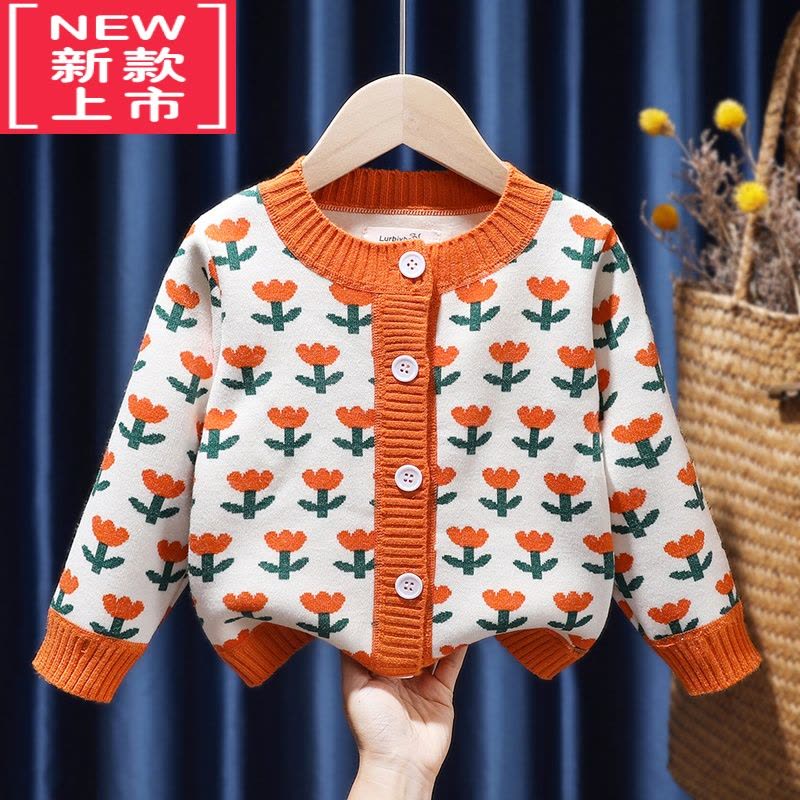 可莉允女童针织开衫毛衣宝宝春秋季洋气2022新款儿童秋装毛衣小童上衣潮图片
