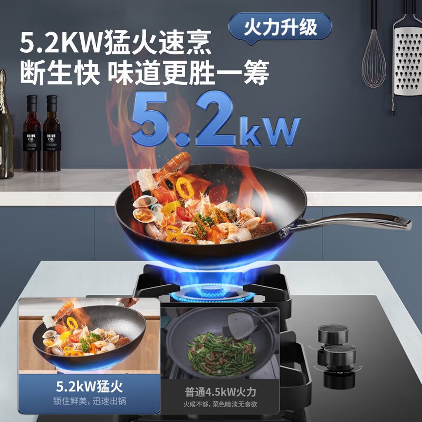 华帝(vatti)5.2KW火力燃气灶i10071B天然气大火双眼灶厨房家用台嵌式可调节热电偶熄火保护高清大图