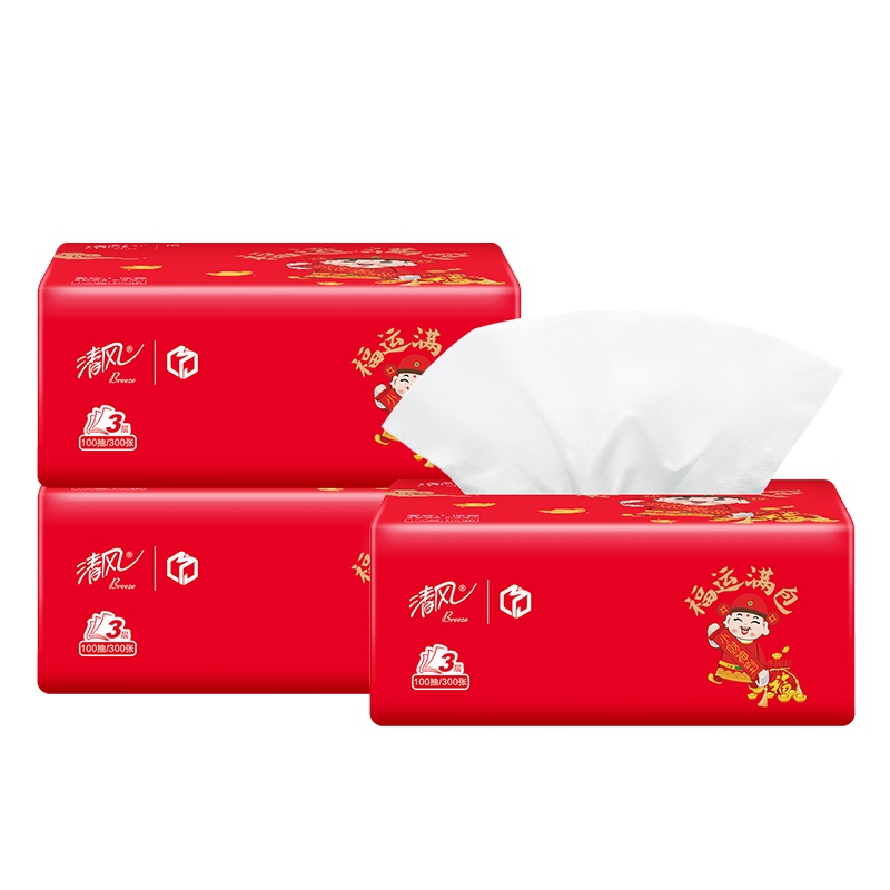 清风小财神系列抽纸3层100抽3包(85855-3包)