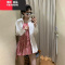 YIBUSHENG红色格子吊带连衣裙子女季2024新款小个子收腰又甜又辣a字裙