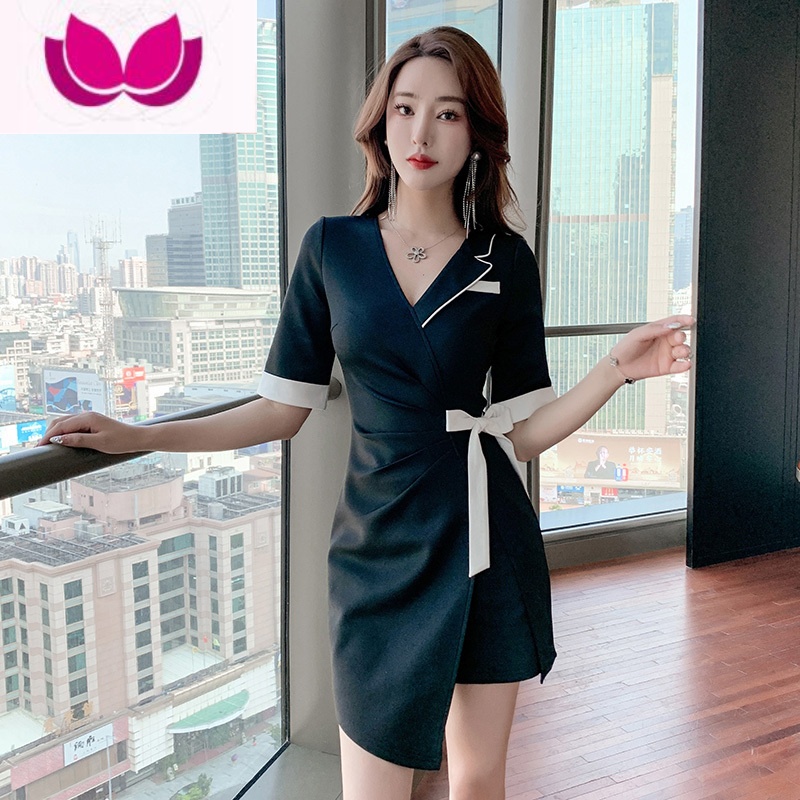 七斓高端气质美容院工作服女新款裤裙低胸技师工作服足疗气质套装高清大图