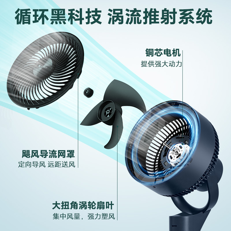 格力gree空气循环扇家用落地扇宿舍电风扇轻音低噪负离子香薰节能省电