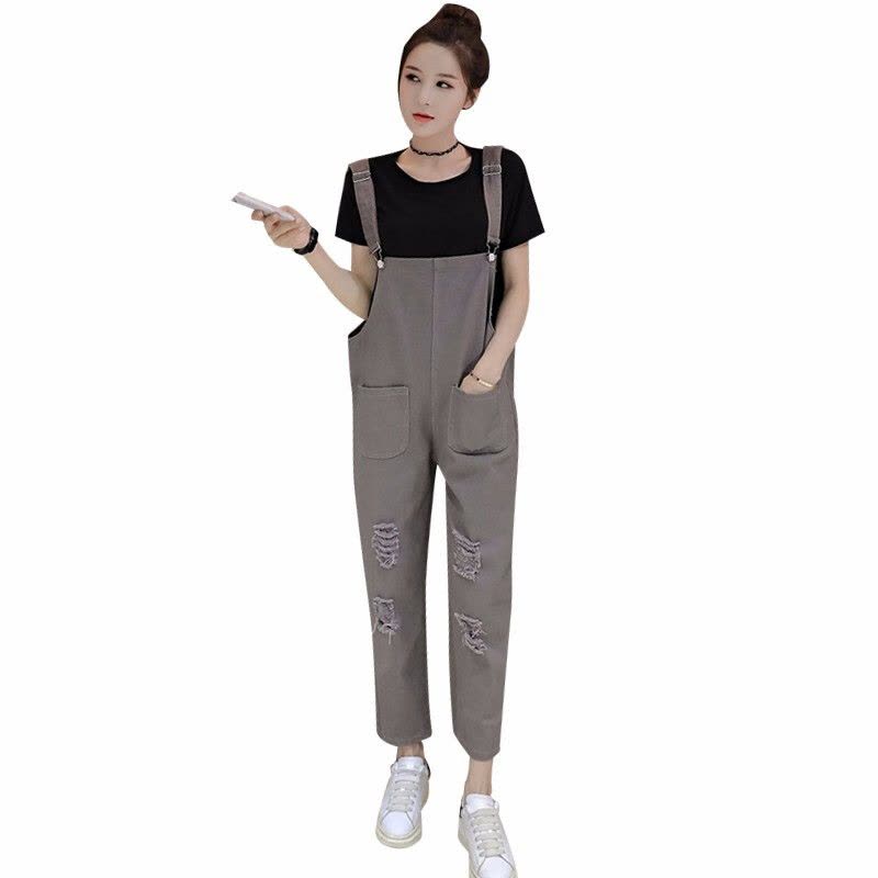 迪鲁奥(DILUAO)孕妇背带裤套装春夏时尚款宽松孕妇裤子外穿春秋装潮妈图片