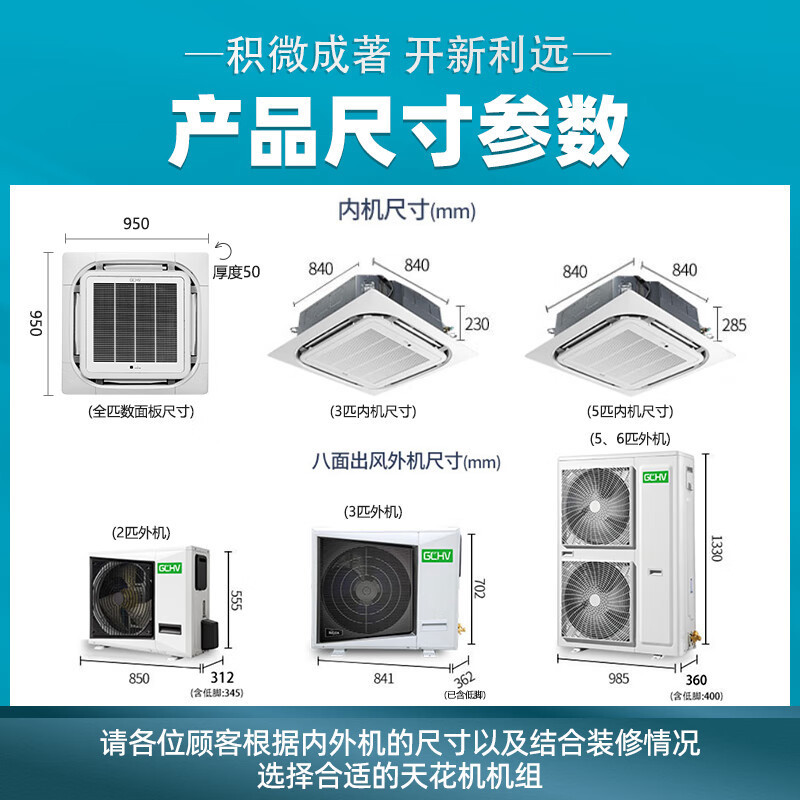 GCHV(积微)5匹天花机RF120Q3W-SR4Y吸顶嵌入式吸顶机天井机冷暖5p商用店铺(380V)裸机价格不含安装