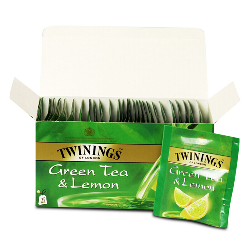 英国川宁(TWININGS) 柠檬绿茶 进口茶叶袋泡茶包 25包*2g