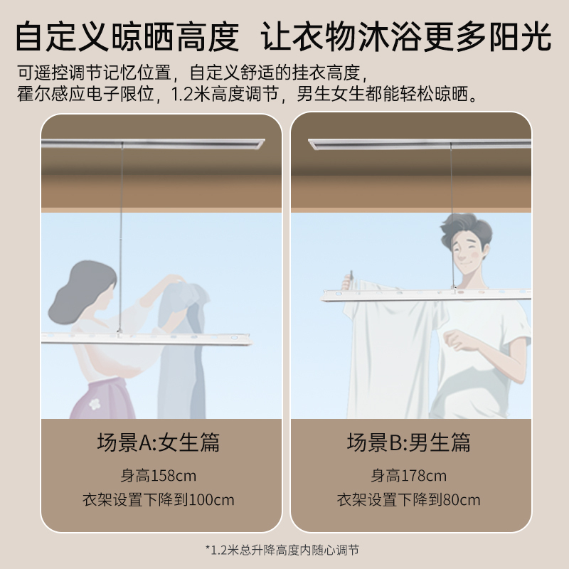 顶固(TopStrong)电动晾衣架T30MAX一线天升级款离线语音LED照明晾衣机2.4米/2米/1.8米(订单备注)高清大图