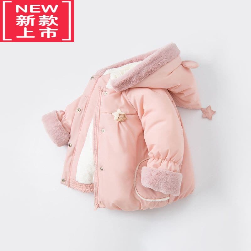 可莉允童装女童棉服冬装新款女宝宝洋气棉衣小女孩加绒外套图片