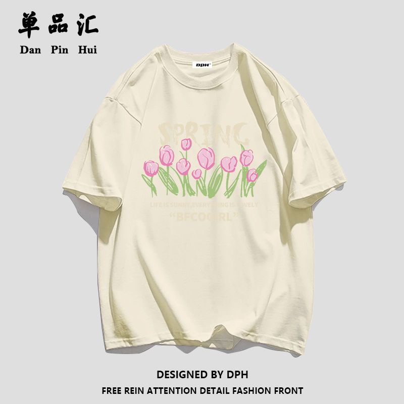 单品汇纯棉短袖T恤女夏季韩版宽松学生上衣欧美复古街头女装ins潮