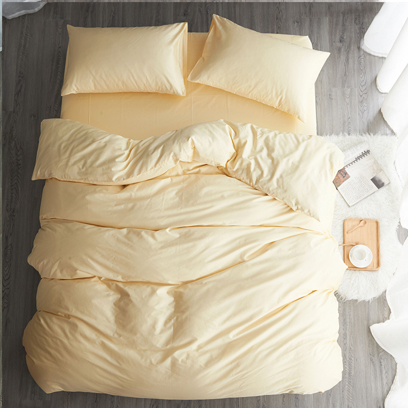 米黄色三件套 加厚三件套 纯棉三件套 1.2m(被套:170*230cm床单:180*240cm枕套:55*85cm)高清大图