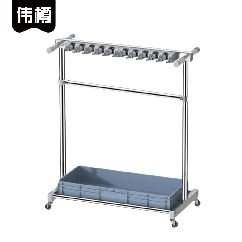 伟樽拖把架单排10拖24钩97*50*122cm个高清大图