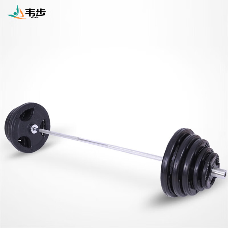 韦步卧推包胶杠铃套装 奥杆铸铁举重杠铃男士健身器材套装 2.2米奥杆+120公斤片