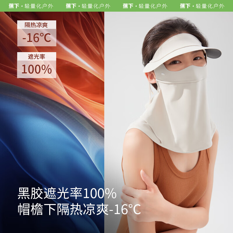蕉下帽檐款护颈防晒面罩AL34124 蓝烟灰