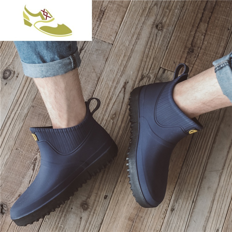 喻娄品牌厨房时尚短雨鞋水鞋男士低帮防滑塑胶防水鞋休闲洗车厨师雨靴