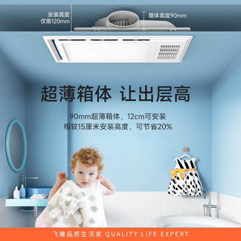 飞雕(FEIDIAO)风暖浴霸卫生间暖风机多功能浴室取暖超薄琴键开关集吊普吊可用C11(浴霸需自行安装)高清大图