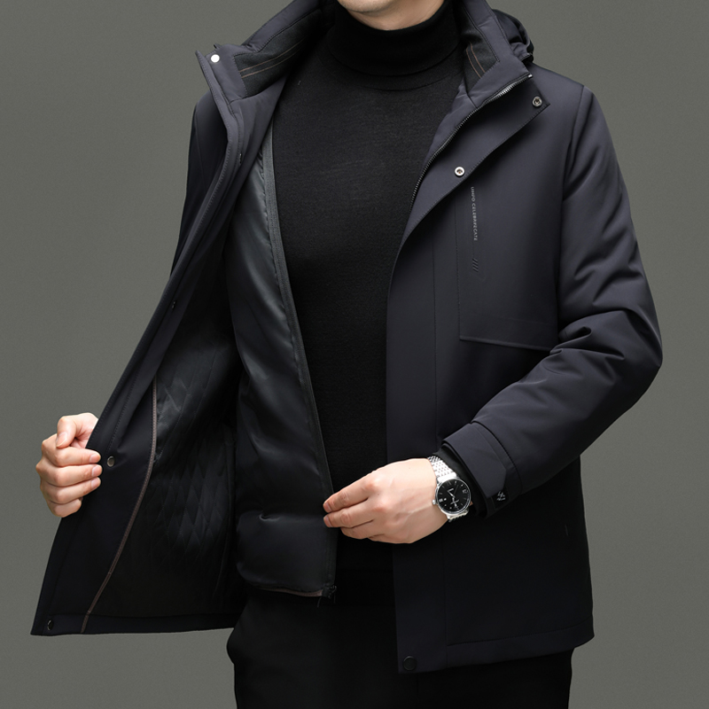 【可拆卸内胆】冬季活里活面羽绒服男士中老年加厚夹克外套大码爸爸装翻领2021春秋冬装新款可_956 180码 常规款藏青